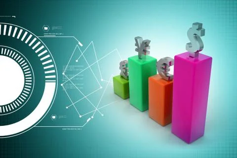 3d illustration of Currency graph Stock Illustration