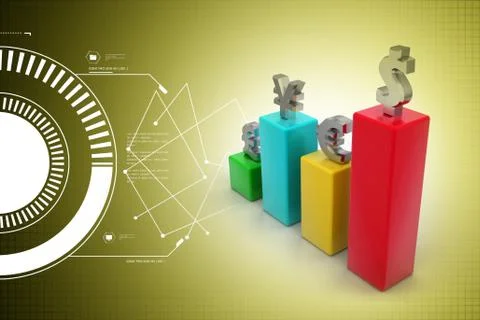 3d illustration of Currency graph Stock Illustration
