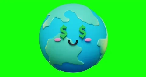 3D Illustration of Cute Earth Globe with Dollar Sign Eyes and Smiling Face Stock Footage 237354456
