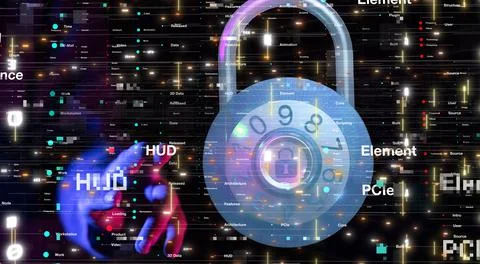 3d illustration of cybersecurity and network protection icon 库存照片