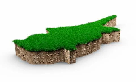 3d illustration of the Cyprus map with green grass and rock ground texture 库存插图