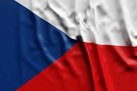 3D illustration of Czech national developing flag. Country symbol. Stock Illustration