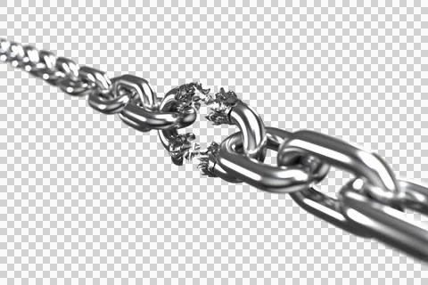 3d illustration of damaged silver chain Stock Illustration