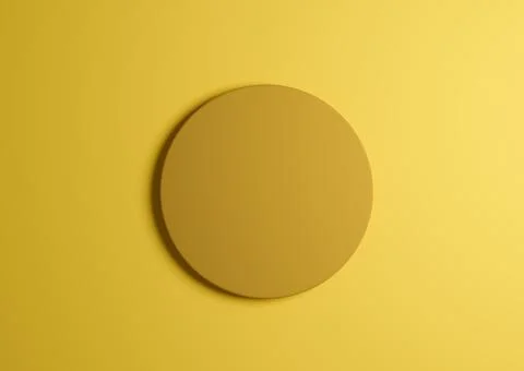 3D illustration of a dark yellow circle podium or stand top view flat lay pro Illustrazione stock