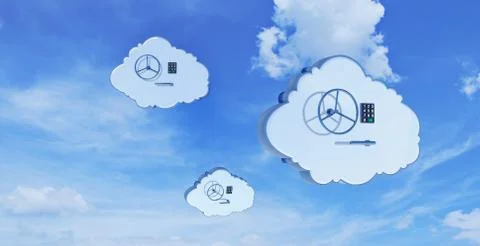 3d illustration with data cloud protection and security Stock Illustration