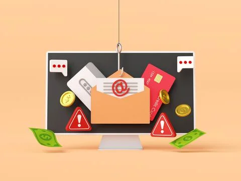 3d illustration of the Data phishing concept, Online scams, malware, and passwor Stock-Illustration