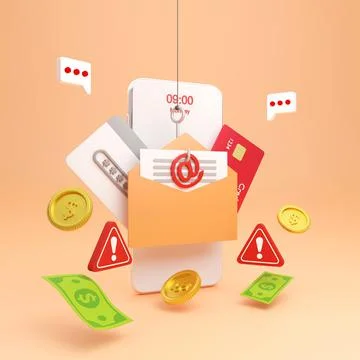 3d illustration of the Data phishing concept, Online scams, malware, and passwor Stock-Illustration