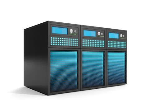 3d illustration: data storage, a group of servers in close-up Stock Illustration