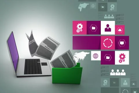 3d illustration of Data transferring Stock Illustration