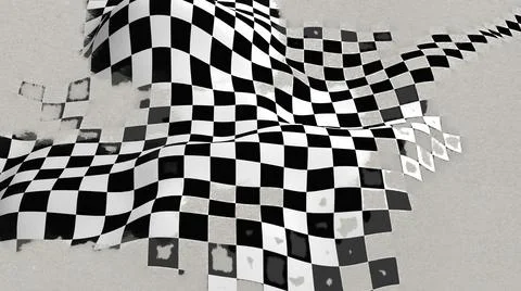 3d illustration - detection on Four-tile repeat of a wavy  checkered pattern Illustrazione stock