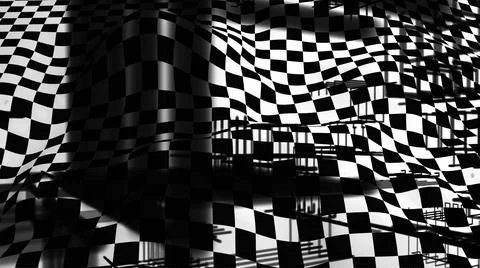 3d illustration - detection on Four-tile repeat of a wavy  checkered pattern  Stock Illustration