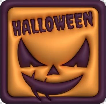 3d illustration, devil pumpkins face icon button for halloween and hallowee.. Stockillustratie