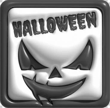 3d illustration, devil pumpkins face icon button for halloween and hallowee.. Stock Illustration