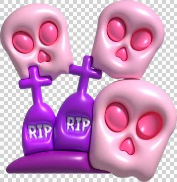3d illustration. Devil skull face and tombstone graveyard for Halloween. Illustrazione stock