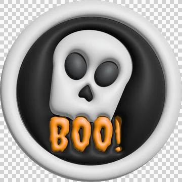 3d illustration, devil skull face icon button and boo letter on halloween Illustrazione stock