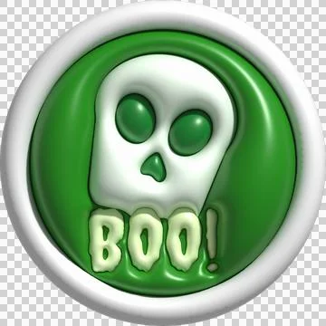 3d illustration, devil skull face icon button and boo letter on halloween Illustrazione stock