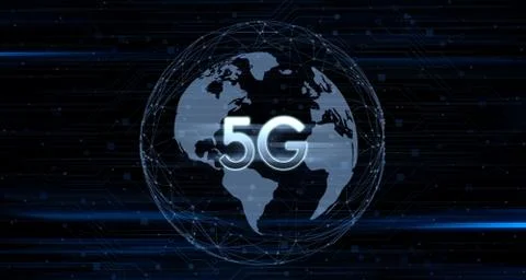 3d illustration Digital 5G network and the internet of things on urban backgr Ilustración de archivo