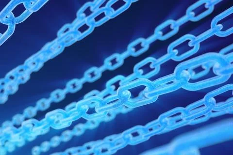 3D illustration digital blockchain code. Chain links network. Binary code on the Stock Illustration