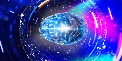 3d illustration. Digital brain. Science. Illustrazione stock