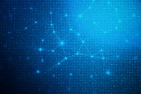 3D illustration digital code on blue background. Concept code, encrypted data. Stock Illustration