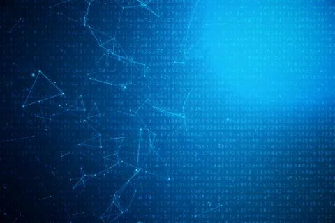 3D illustration digital code on blue background. Concept code, encrypted data. Stock Illustration