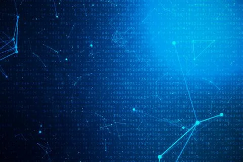 3D illustration digital code on blue background. Concept code, encrypted data. Illustrazione stock