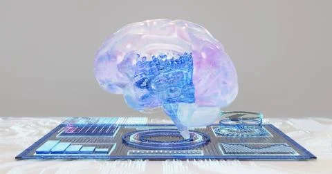 A 3D illustration of a digital tablet containing medical data about treatmen Stock Illustration