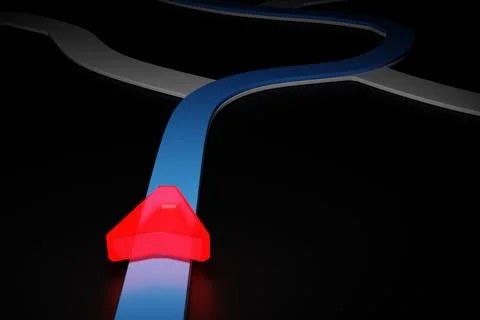 3d illustration of a directional trajectory icon with navigation neon markers Stock Illustration