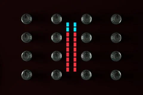 3d illustration of a DJ console with controls and an equalizer Stock Illustration