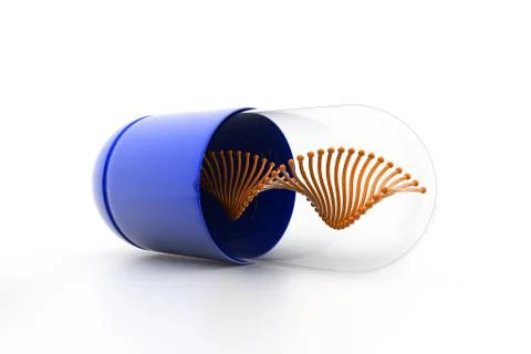 3d illustration of Dna inside the capsule. Stock Illustration