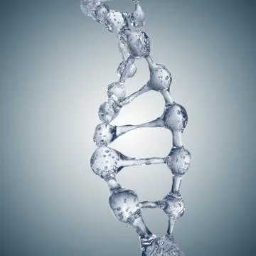 3d illustration of DNA molecule model from water Stockillustratie