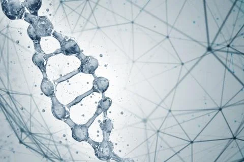 3d illustration of DNA molecule model from water. Stock Illustration