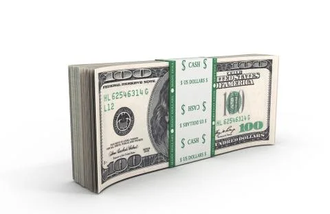 3d illustration of dollars a pack close up standing on the floor isolated on  Stock Illustration
