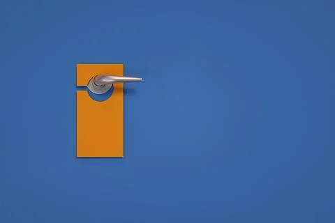 3D illustration door handle with empty orange plate Illustration