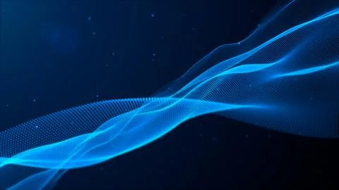 3d illustration . Dot blue wave light screen gradient texture background. A.. Stock Illustration