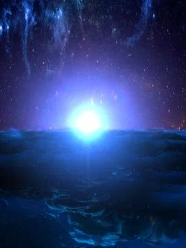 3d illustration of a dramatic sunset over the wavy surface of the ocean 스톡 일러스트