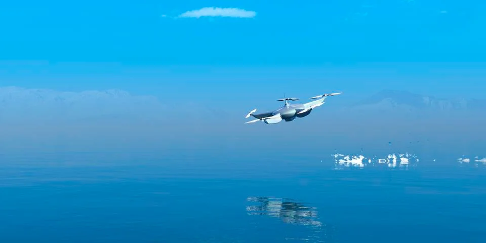 3d illustration of dron flying Stock Illustration