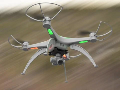 3d illustration of a drone in flight Stock Illustration