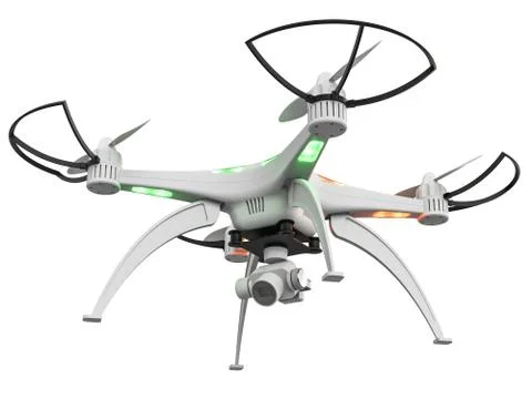 3d illustration of a drone with lights on a white background Stock Illustration