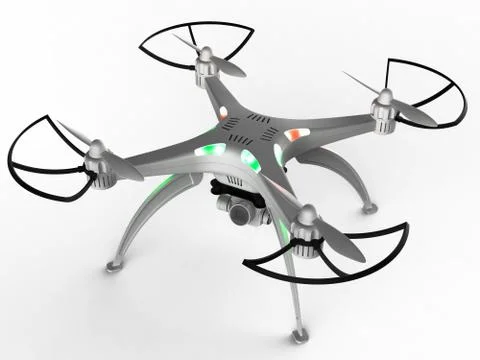 3d illustration of a drone with lights on a white background Stock Illustration
