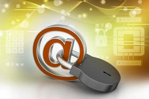 3d illustration of e-mail sign with padlock Stock Illustration