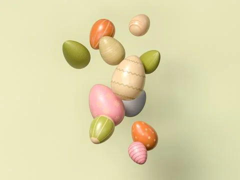 3D Illustration. Easter eggs on isolated background. 스톡 사진
