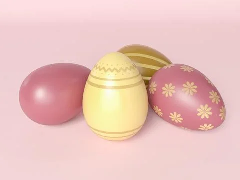 3D Illustration. Easter eggs on isolated background. Stock Photos