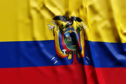 3D illustration of Ecuador national developing flag. Country symbol. Stock Illustration