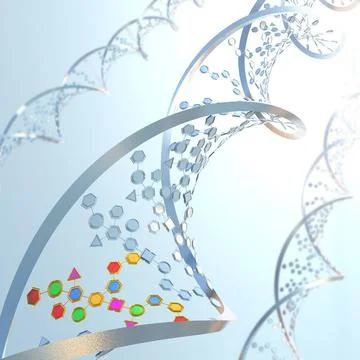 3D-Illustration eines Ribonukleinsäure- oder DNS-Strangs 3D Illustration o.. Stock Photos