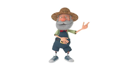 3D illustration the elderly farmer moves outdoors with a smile Stock Footage 85626479