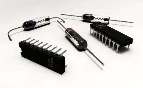 3d Illustration of electrical components on white background Stock Illustration