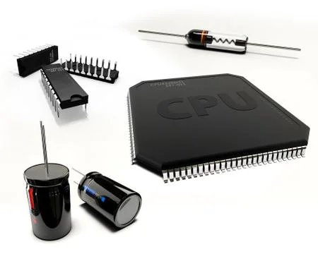 3d Illustration of electrical components on white background Stock Illustration