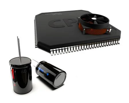 3d Illustration of electrical components on white background Stockillustratie