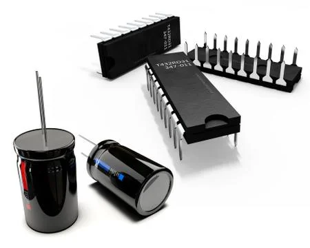 3d Illustration of electrical components on white background Stock Illustration